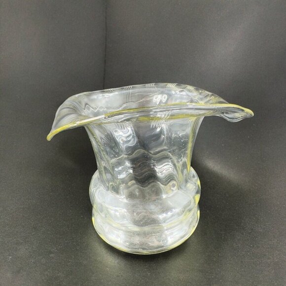 Antique Jack In The Pulpit Vase Bowl Transparent Light Yellow Glass Vintage Vase - Picture 3 of 13
